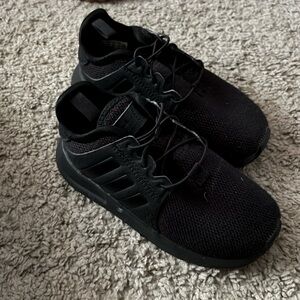 All black toddler mesh slip on adidas shoes size 9